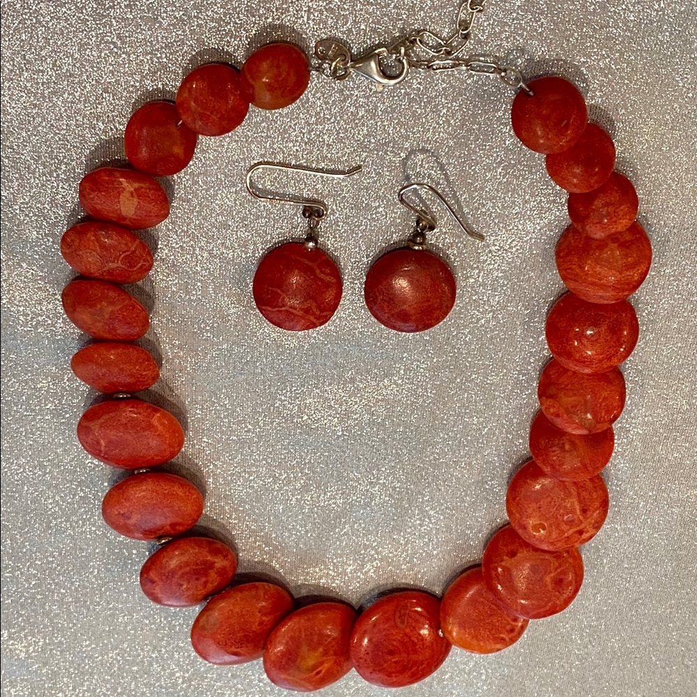 Red jasper necklace and earrings